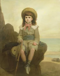 Junger Junge auf einem Felsen